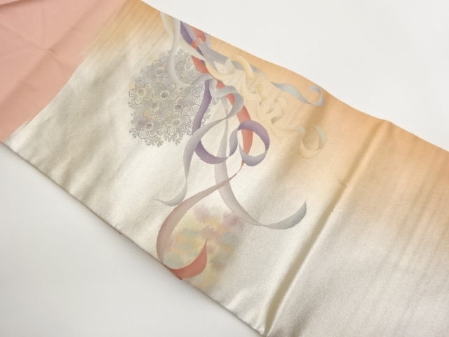 JAPANESE KIMONO / BY SAIKAN YONEKURA: NAGOYA OBI / FLORAL PATTERNS WOV